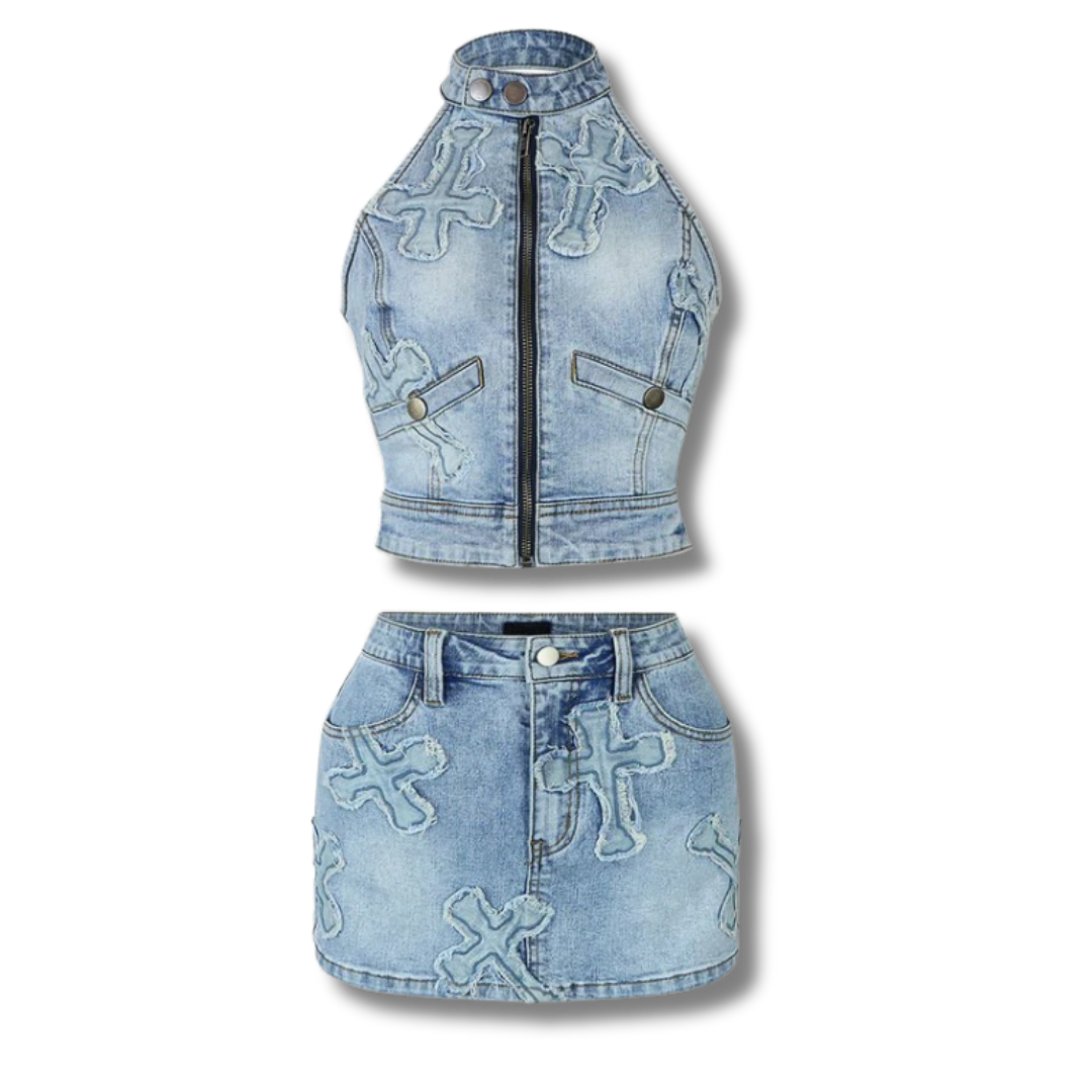 Renée Denim Skirt Set