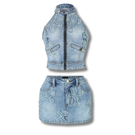 Renée Denim Skirt Set